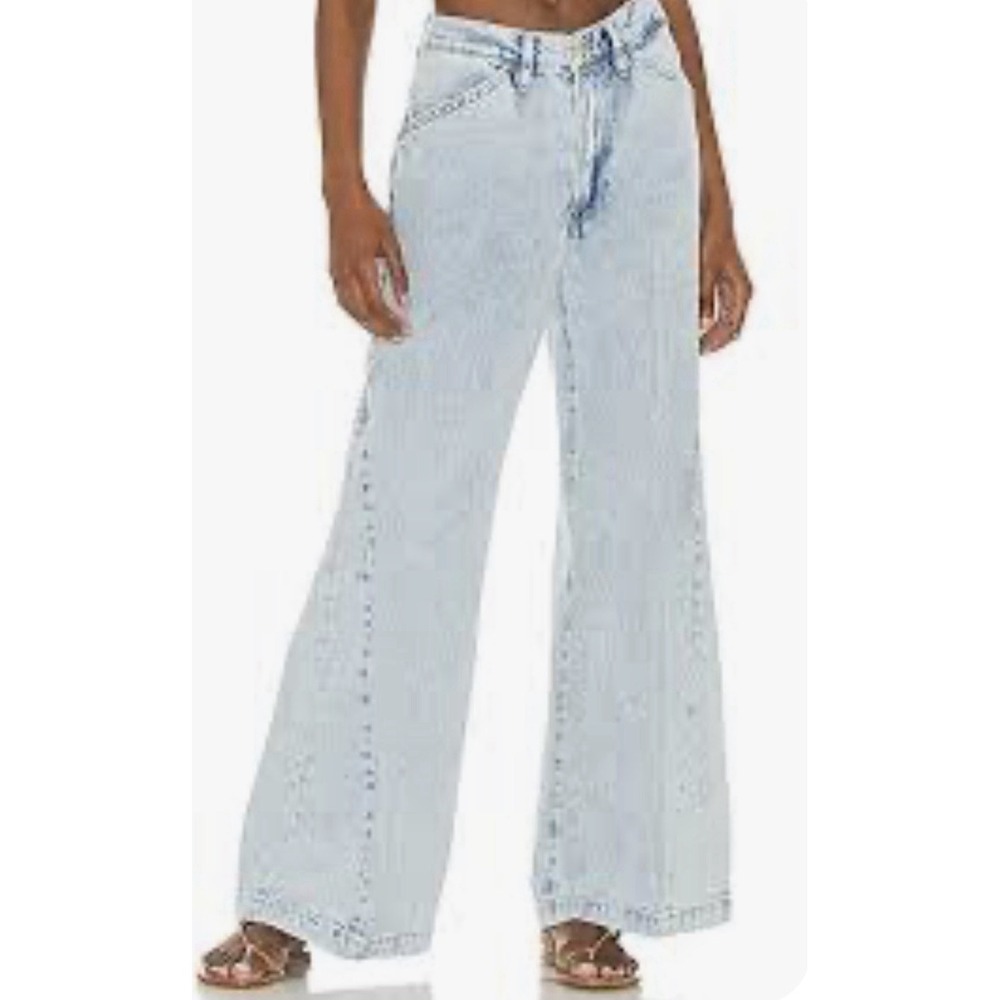 FRAME Le Baggy Palazzo Whisper Wide Leg Jeans Size Light Wash 29 X 31